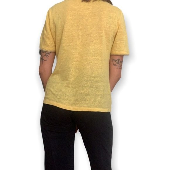 Rag and Bone Yellow Linen-Blend T-Shirt Medium - Picture 3 of 8